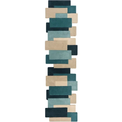 Abbildung von FLAIR RUGS Läufer &quot;Abstract Collage&quot;, rechteckig, 100% Wolle, Karo Design, Patchwork, modern, mehrfarbig, Teppichläufer