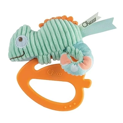 Abbildung von Chicco My Sweet Doudou Chameleon Spielzeug, hergestellt mit hochwertigen Stoffen, weicher Kunststoffring, beruhigend während der Zahnungszeit, Babyspielzeug, 3 18 Monate