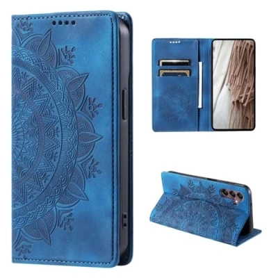 Abbildung von CoverKingz Handyhülle für Samsung Galaxy S24+ Handytasche mit Kartenfach Klapphülle Cover Handy Hülle klappbar Motiv Mandala Blau