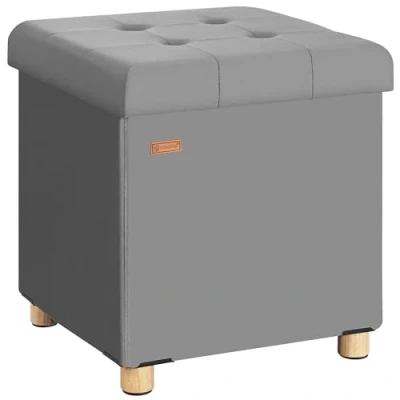 Abbildung von Casaria® Hocker mit Stauraum Samt Anthrazit Faltbar inkl. Füßen 38x38cm 300kg Belastbarkeit Wohnzimmer Schlafzimmer Flur Sitzhocker Fußhocker Polsterhocker