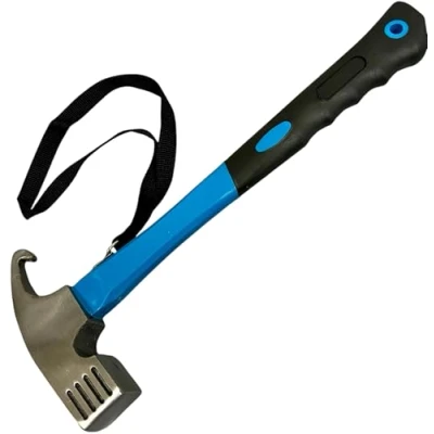 Abbildung von KOVA® Campinghammer mit Handschlaufe Zelthammer Heringsauszieher Praktischer Robuster Hering Camping Hammer zum Zelten &amp; Heringe Herausziehen Ideal für Zelt, Hartboden Outdoor, HELLBLAU