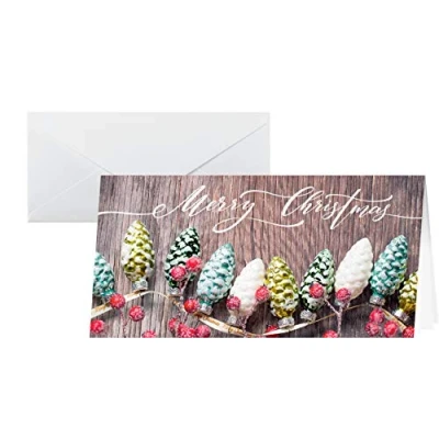 Abbildung von SIGEL DS062 Weihnachtskarten Set mit Umschlag in Holzoptik DIN lang 25 Stück &quot;Christmas Garland&quot; ideal zum Bedrucken