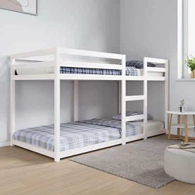 Abbildung von vidaXL Bett Etagenbett Weiß 90x200 cm Massivholz Kiefer
