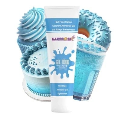 Abbildung von Dekozauber24 Lebensmittelfarbe Gel, himmelblau, 30g, vegan, zuckerfrei, Tube für Fondant, Marzipan, Buttercreme, Getränke uvm. Backzubehör Tortendeko