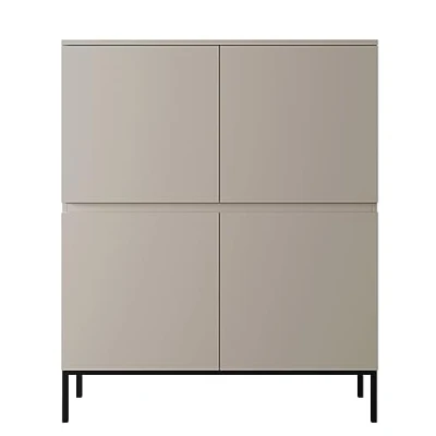 Abbildung von Selsey Kommode Schrank Aufbewahrungsschrank 100 cm 4 Türen 8 Fächer Beige Schwarze Beine Bemmi
