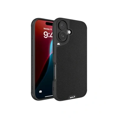 Abbildung von Mous Hülle für iPhone 16 Plus MagSafe Kompatibel Case Limitless 6.0 Schwarzes Leder Stoßfeste Handyhülle