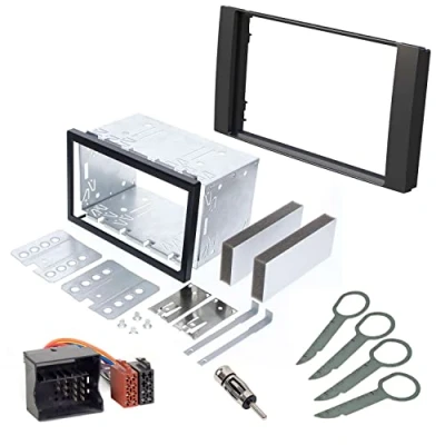 Abbildung von Audioproject A256 Car Radio Installation Set Bezel Double DIN Compatible with Ford C Max Focus Fiesta Fusion S Kuga Metal Slot Adapter Antenna Black