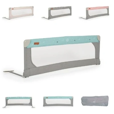 Abbildung von Cangaroo Bettschutzgitter Leinen 130 cm Bettgitter Rausfallschutz Front klappbar, Farbe:türkis