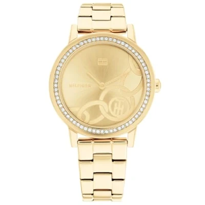 Abbildung von Tommy Hilfiger Analog Quarzuhr für Damen mit Gelbgoldfarbenes Edelstahlarmband 1782437