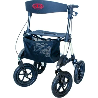 Abbildung von Antar AT51031 Aluminium Outdoor Rollator mit Luftbereifung für Wald und Feldwege, weiß