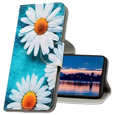 Abbildung von MRSTER Handyhülle für Samsung Galaxy S21 Hülle Leder Flip Schutzhülle Tasche Case mit Kartenfach Standfunktion Magnetverschluss 5G. XC1 Chrysanthemum