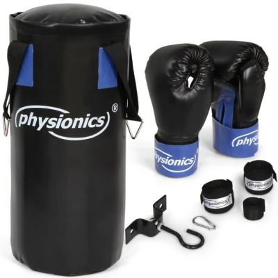 Abbildung von Physionics Boxsack Kinder Set mit Boxhandschuhen/Boxbandagen, H55cm/10kg/Gefüllt