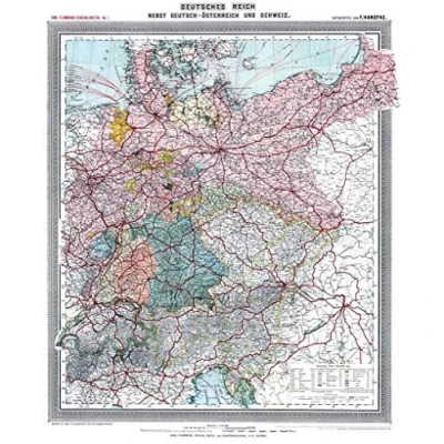 Abbildung von Historische Karte: Deutsches Reich Deutschland, nebst Deutsch Österreich und der Schweiz, um 1903 (plano): Kaiserreich ... Schweiz. Carl Flemmings Generalkarten No. 1.