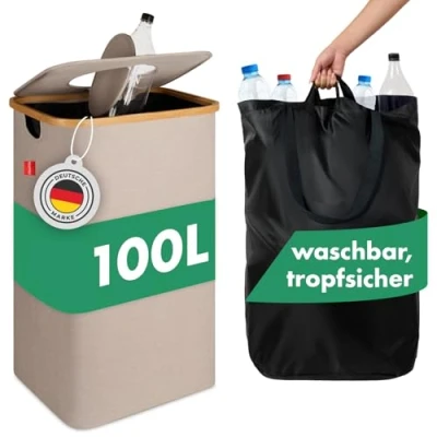 Abbildung von Blumtal Müllsackständer Pflandflaschen Sammelbehälter 100L, Leergut Organizer mit Loch