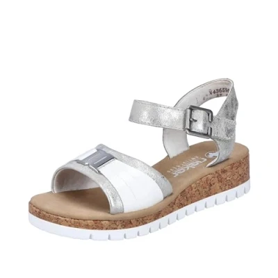 Abbildung von Rieker Keilsandalette, Damen, Größe: 40, Metallic Schuhe
