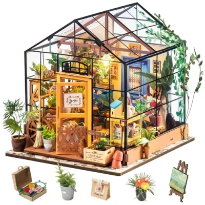 Abbildung von Rolife DIY Miniatur Haus Kits für Erwachsene Gewächshaus Puppenhaus Handwerk Modell zu Bauen Geburtstagsgeschenk Frauen und Mädchen (Cathy&#039;s Flower House)