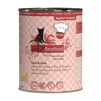 Abbildung von catz finefood Ragout N 603 Gans &amp; Pute Katzenfutter nass Feinkost Nassfutter für Katzen in Sauce ohne Getreide und Zucker mit hohem Fleischanteil, 6 x 380 g Dose