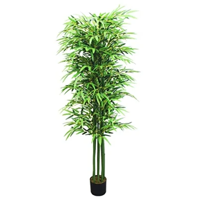 Abbildung von Decovego Bambus Strauch Bambusbaum Kunstpflanze Kunstbaum Baum Künstliche Pflanze Bamboo Künstlich Echtholzstamm Innendekoration Deko 180 cm