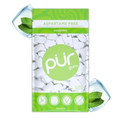 Abbildung von Pur Gum Zuckerfreier Kaugummi 100% Xylit Vegan, Aspartamfrei, Glutenfrei &amp; Diabetikerfreundlich Natürlicher Mit Coolmint Geschmack, 55 Stück (1er Pack)
