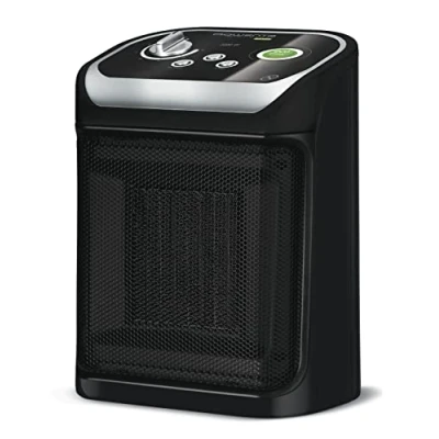 Abbildung von Rowenta Mini Excel Eco Safe Heizlüfter, 2 Leistungsstufen, kompakt, leise, Energiespar Funktion, 1000 2000 Watt, 50 dB(A), waschbarer Filter, automatische Abschaltung, schwarz, SO9266