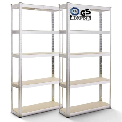 Abbildung von Arebos Schwerlastregal 180 x 90 40 875 kg Kellerregal Steckregal Lagerregal, 2 tlg., insgesamt: 10, pro Regal: 5
