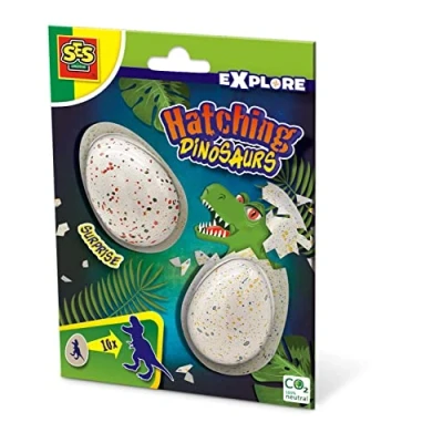 Abbildung von SES Creative 25083 Schlüpfende Dinosaurier, 2 Überraschungseier Prähistorisches Lernspielzeug für Kinder, Diverse Farben