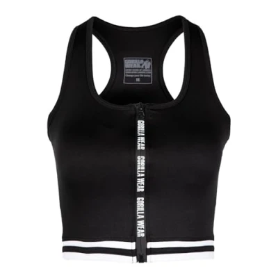 Abbildung von Gorilla Wear MESA ZIP Front CROP Top, Damen, Größe: Large, Black