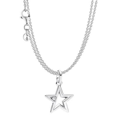 Abbildung von Pandora 68626 Geschenkset mit 2 reihiger Halskette Funkelnder Stern Silber
