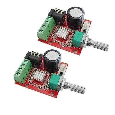 Abbildung von Aihasd 2 Stück PAM8610 Mini Stereoverstärker Audio Verstärken Sie das Board Digitales Verstärkermodul 10W + Doppelkanal Kanal Klasse D DC 12 V