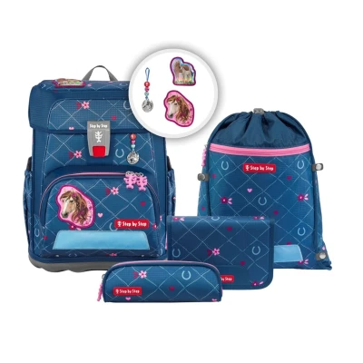 Abbildung von Step by Schulranzen Set CLOUD Horse Lima 5 teilig (5 teilig), 1. 4. Klasse, ergonomisch, Easy Grow System
