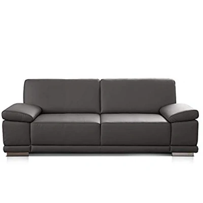 Abbildung von CAVADORE 3 Sitzer Sofa Corianne in Kunstleder / Leder Couch hochwertigem und modernem Design Mit Armteilfunktion 217 x 80 99 grau