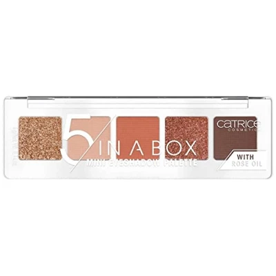 Abbildung von Catrice 5 In A Box Mini Eyeshadow Palette, Lidschatten, Nr. 030 Warm Spice Look, mehrfarbig, Orange Töne, mit Ölen, intensiv, matt, metallisch, schimmernd, vegan, Nanopartikel frei (4g)