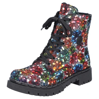 Abbildung von Rieker Schnürstiefelette schwarzmulti, Damen, Größe: 39, Schwarz multi Schuhe
