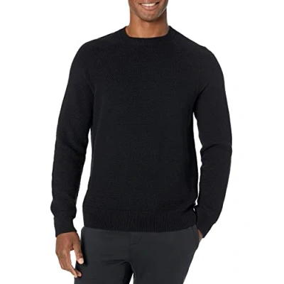 Abbildung von Amazon Essentials Herren Oversize Pullover mit Rundhalsausschnitt aus strukturierter Baumwolle, Schwarz, L