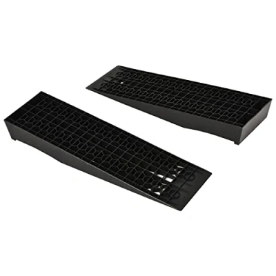 Abbildung von HOMCOM Auffahrrampe Schwellenrampe Bordsteinrampe 3T PP Schwarz (Set, 2 St., Gummirampen), 70L x 19.5B 7.8H cm