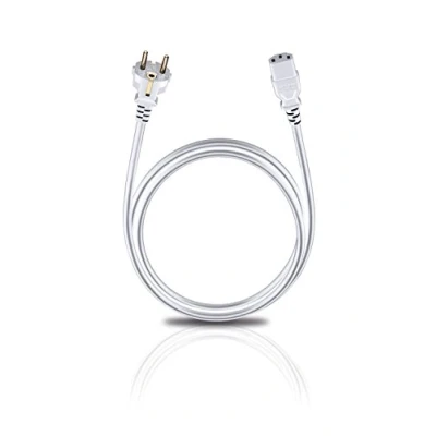 Abbildung von Oehlbach Powercord C13 / 500 Netzkabel mit Schukostecker &amp; Kaltgerätekupplung VDE geprüft, hochflexibel, hervorragende Kontaktsicherheit 5 m weiß