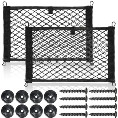 Abbildung von Gepäcknetz, 2 Stück Kofferraum Netztasche 40 x 25 cm Universal Kofferraumnetz Aufbewahrungsnetz Ablagenetz Nylon für Wohnwagen LKW Transporter Lieferwagen