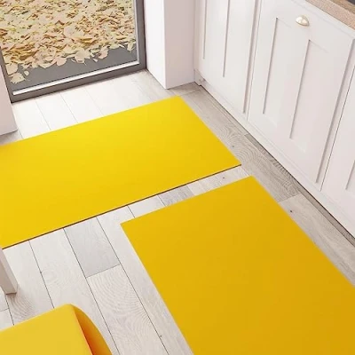 Abbildung von PETTI Artigiani Italiani Küchenteppich Läufer Waschbar rutschfest Teppichläufer Einfarbig 52x180 cm Gelb 100% Made in Italy