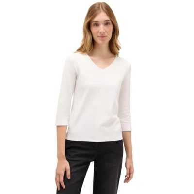 Abbildung von CECIL Damen 3227461 Basic V Neck Shirt, Vanilla White, Large