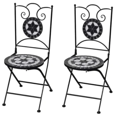 Abbildung von vidaXL Mosaik Bistrostuhl Schwarz/Weiß 2er Set