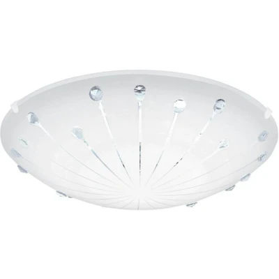 Abbildung von Eglo 96113 Wandleuchte Deckenleuchte Margitta 1 in weiß Glas mit Kristallen 11W Ø 31,5cm