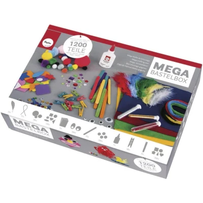 Abbildung von Rayher DIY Bastelset Kinder 1200 Teile, Bastelbox Mix, bunt, Bastelnachmittag, Starterset zum Basteln für Mädchen und Jungen ab 4 Jahre, inkl. Bastelkleber, 69082000