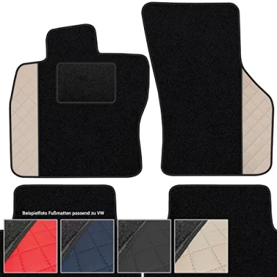 Abbildung von moto MOLTICO Fußmatten Auto Velours Autoteppiche Schwarz Automatten Set 4 teilig Auffälliges Design passend für VW Up Seat MII Skoda Citigo ab 2012 (Beiges Muster)