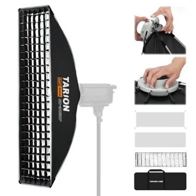 Abbildung von TARION Faltbare Softbox mit Bowens Halterung: 30 x 120cm Quick Release Fotografie Softboxen Glitter Strip Square Soft Box Stripbox für Studio Photography Video Blitz Licht SOFTBEAM(SQ 30120F)
