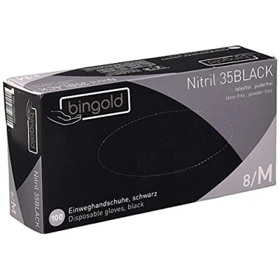 Abbildung von Bingold Nitril 35 BLACK Handschuhe puder 100 St