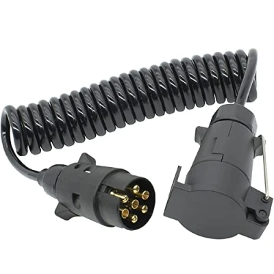 Abbildung von AUTOXBERT Anhänger Verlängerungskabel 3m 7 polig Spiralkabel Anhängerkabel Wohnwagen LKW Verlängerung Kabel Adapter