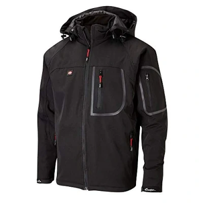 Abbildung von Lee Cooper LCJKT407W Herren Jacke, wasserdicht, winddicht, atmungsaktiv, vollständig gefüttert, Softshell Schwarz, Größe S