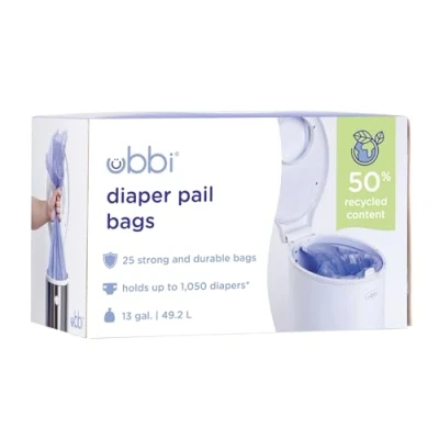 Abbildung von Ubbi Disposable Diaper Pail Bags, Baby Waste Single Pack, 25 Count, 13 Gallon Bags