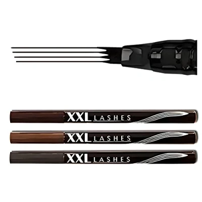 Abbildung von XXL Lashes Augenbrauen Tattoo Stift, wasserfester Liner, Microblading Augenbrauenstift mit 4 Linien Präzisionsapplikator, Tattoo, Spitzen (Grau)