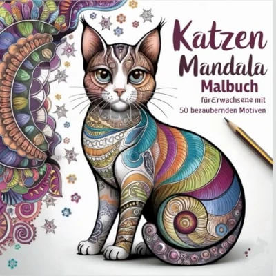 Abbildung von Katzen Mandala Malbuch mit 50 bezaubernden Motiven für Erwachsene und Jugendliche